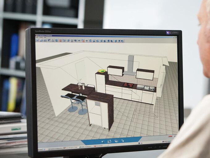 Planungsdarstellung am Computer durch #Branche1# Planungsdarstellung einer Küche in 3D am Computer durch #Branche1#